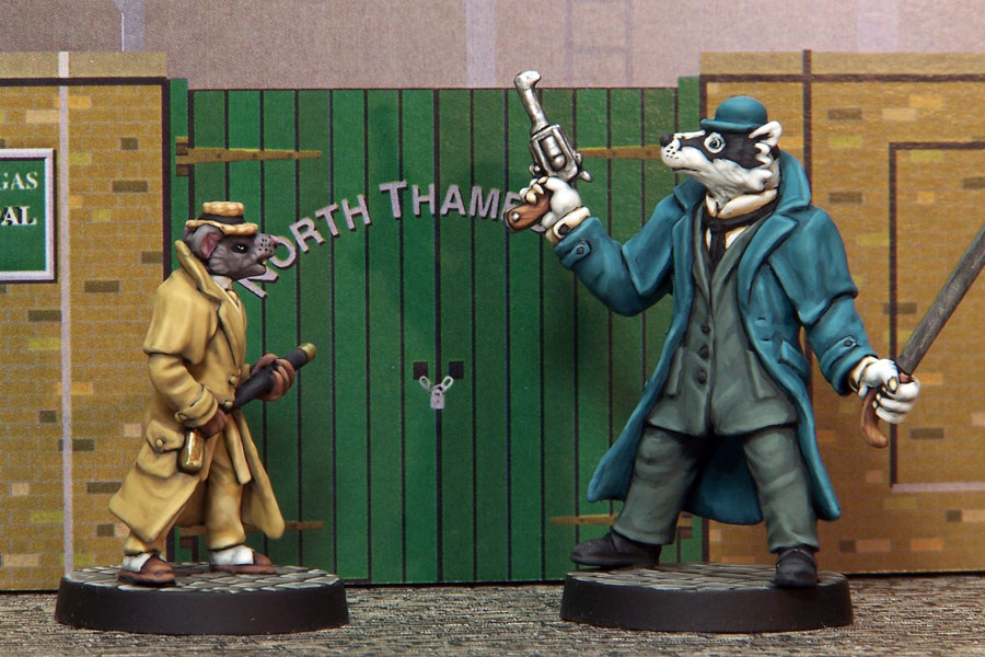 Inspector LeBrock and Ratzi, sculpted by Jo Brumby, painted by Kevin Dallimore